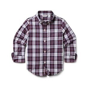 JANIE & JACK Boys Plaid Button Down Long Sleeve Shirt Casual‎ Red Blue 18-24m